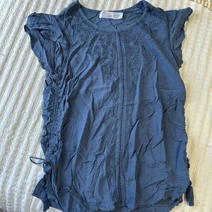 Blue Flowy Boho Blouse